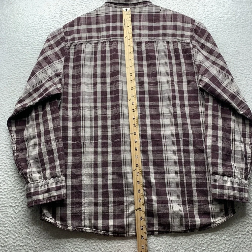 The North Face Button Up Shirt Mens Large L Maroon Gray Plaid Hiking Outdoors
